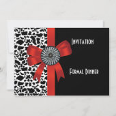 Uitnodiging Dierlijk Druk Zwart Witte Rood Bow (Voorkant)