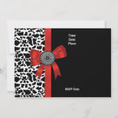 Uitnodiging Dierlijk Druk Zwart Witte Rood Bow (Achterkant)