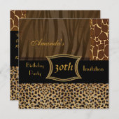Uitnodiging dierlijk luipaard 30e verjaardag (Voorkant / Achterkant)