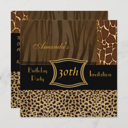 Uitnodiging dierlijk luipaard 30e verjaardag (Voorkant / Achterkant)