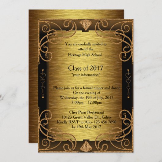 Uitnodiging, diner en dans, in te vullen kaart (Voorkant / Achterkant)