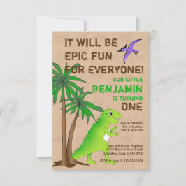 Uitnodiging Dinosaur Land Cute Dino Party