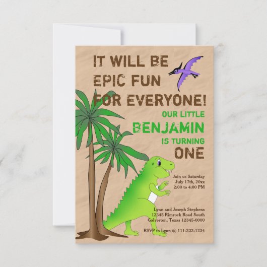 Uitnodiging Dinosaur Land Cute Dino Party (Voorkant)
