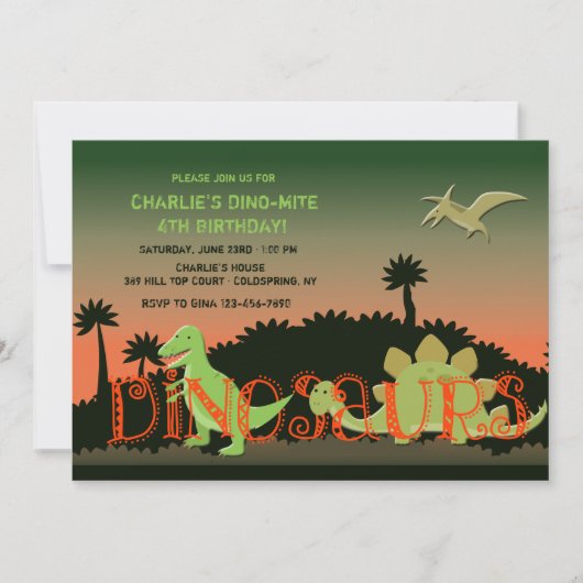 Uitnodiging Dinosauriërs (Voorkant)
