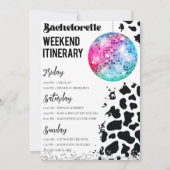 Uitnodiging Disco Cowgirl vrijgezellenfeest weeken (Achterkant)