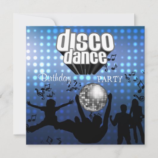 Uitnodiging Disco Dans Verjaardagsfeest Retro (Voorkant)