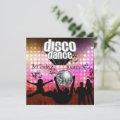Uitnodiging Disco Dans Verjaardagsfeest Retro (Staand voorkant)