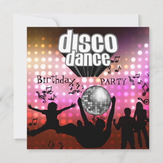 Uitnodiging Disco Dans Verjaardagsfeest Retro (Voorkant)