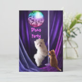 Uitnodiging Disco Feest Hond Kat Maltees Puppy (Staand voorkant)