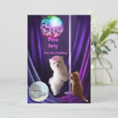 Uitnodiging Disco Feest Hond Kat Maltezer Puppy (Staand voorkant)