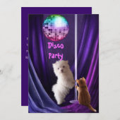 Uitnodiging Disco-partij Dog Cat Maltese Puppy (Voorkant / Achterkant)