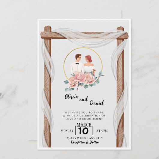 Uitnodiging Doe mee met de huwelijksviering van (Voorkant / Achterkant)