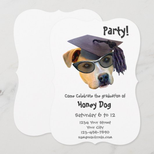 Uitnodiging Dog Graduation Party (Voorkant / Achterkant)