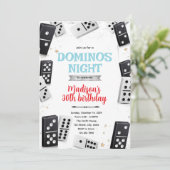 Uitnodiging domino spelavond feest (Staand voorkant)