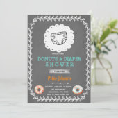 Uitnodiging donuts en luiers babyshower (Staand voorkant)