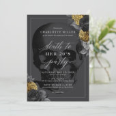 Uitnodiging 'Dood aan je 20'er jaren' Zwart en Gou (Staand voorkant)