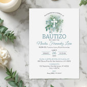 Uitnodiging Doop Groene Bladeren Elegante Doop