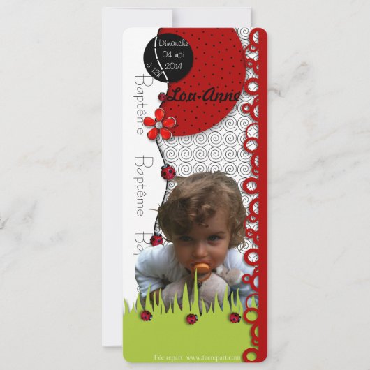 Uitnodiging doop lieveheersbeestje Lou-Anne met fo (Voorkant)