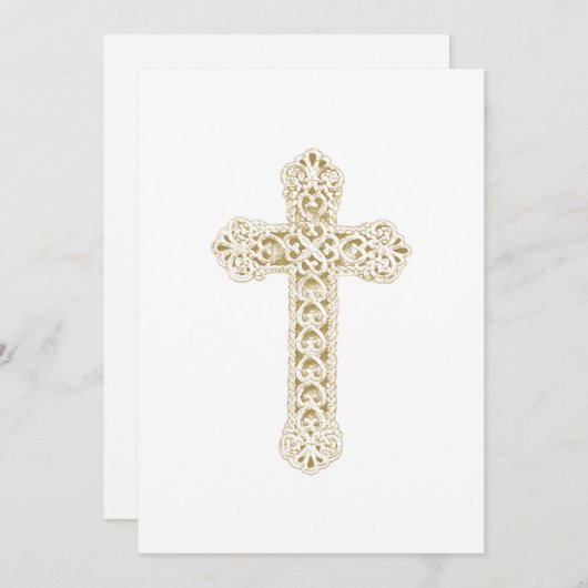 Uitnodiging Doop Sierlijke Kruis (Voorkant / Achterkant)