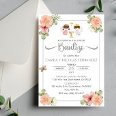 Uitnodiging Doop Spaanse Cute Twin Engelen