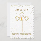 Uitnodiging doop viering gouden kruis (Voorkant)