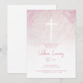 Uitnodiging Doopfeest Meisje Roos (Voorkant / Achterkant)