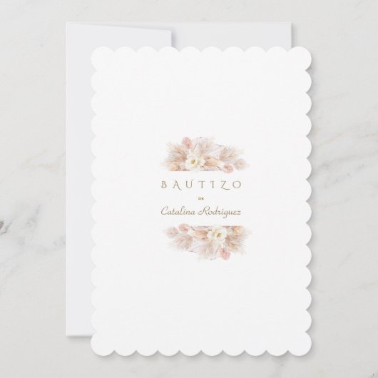 Uitnodiging Doopfeest Pampasgras Goud Doop (Achterkant)