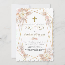 Uitnodiging Doopfeest Pampasgras Goud Doop