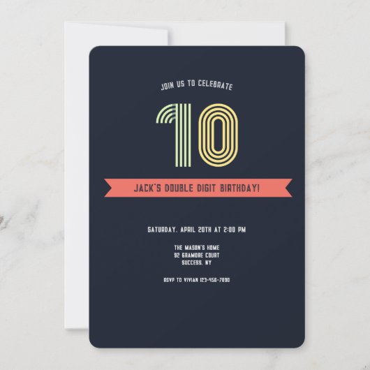 Uitnodiging Double Digits Retro (Voorkant)