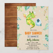 Uitnodiging draken babyshower thema (Voorkant / Achterkant)