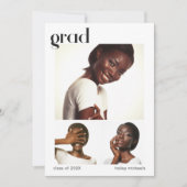 Uitnodiging drie fotocollage graduPartij (Voorkant)