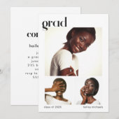 Uitnodiging drie fotocollage graduPartij (Voorkant / Achterkant)