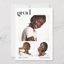 Uitnodiging drie fotocollage graduPartij