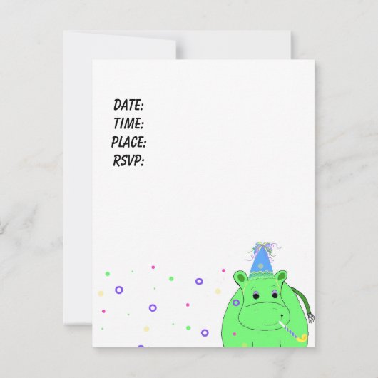 Uitnodiging drie Hippo's partij (Achterkant)