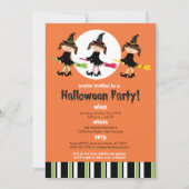 Uitnodiging drie vliegende heksen Halloween (Voorkant)