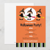 Uitnodiging drie vliegende heksen Halloween (Voorkant / Achterkant)