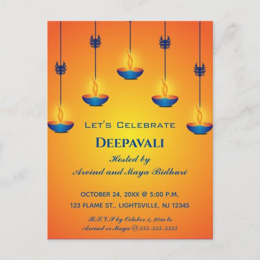 Uitnodiging Editable Deepavali (Voorkant)