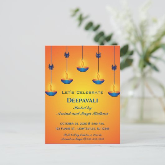 Uitnodiging Editable Deepavali (Staand voorkant)