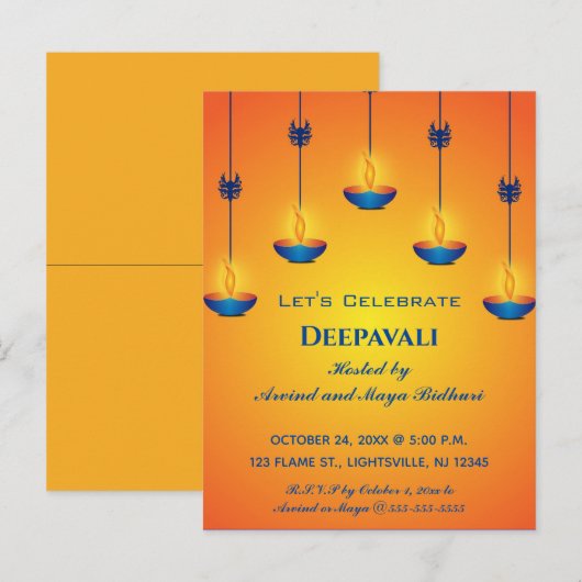 Uitnodiging Editable Deepavali Briefkaart (Voorkant / Achterkant)