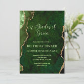 Uitnodiging Editable Shades of Green Groen en Goud (Staand voorkant)