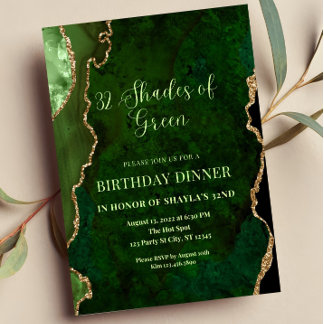 Uitnodiging Editable Shades of Green Groen en Goud