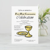 Uitnodiging eerste communale goudrijst, gegeten (Staand voorkant)