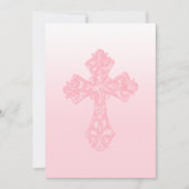 Uitnodiging Eerste Communie Aquarel Kruis Roze (Voorkant)