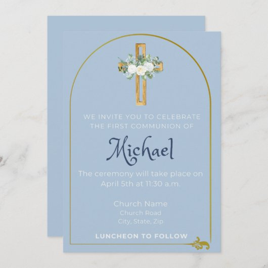Uitnodiging Eerste Communie Jongen (Voorkant / Achterkant)