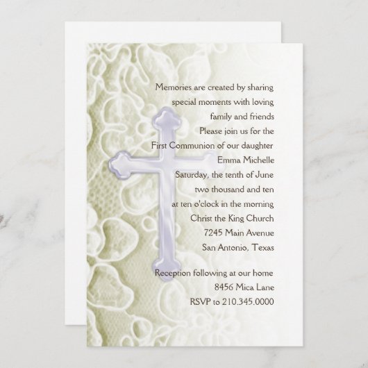 Uitnodiging eerste communiqué en kruisverhaal (Voorkant / Achterkant)