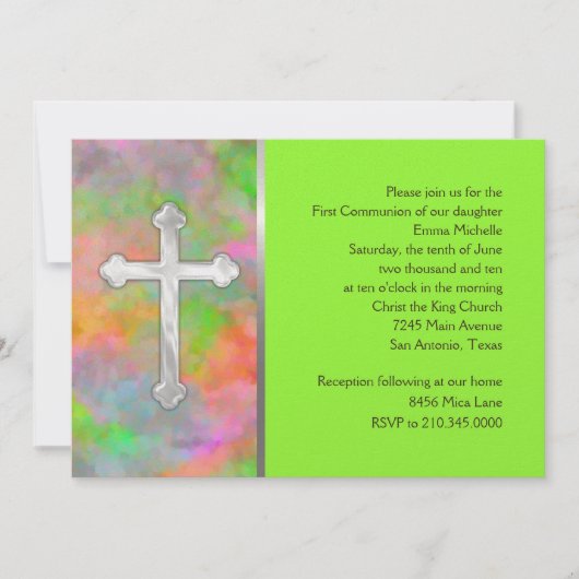 Uitnodiging eerste gemeenschap Abstract met kruis (Voorkant)