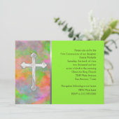 Uitnodiging eerste gemeenschap Abstract met kruis (Staand voorkant)