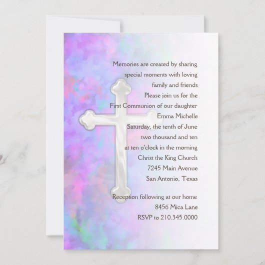 Uitnodiging eerste gemeenschap Abstract met kruis (Voorkant)