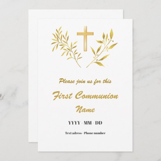 Uitnodiging Eerste Gemenebest - Gouden Blauw Kruis (Voorkant / Achterkant)