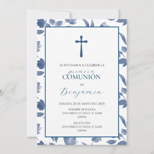 UITNODIGING EERSTE HEILIGE COMMUNIE OF RELIGIEUZE  (Voorkant)